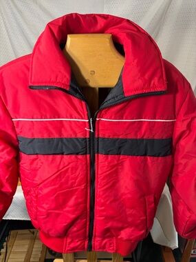 Vintage Slopes Red Men's Jacket with Black Stripe